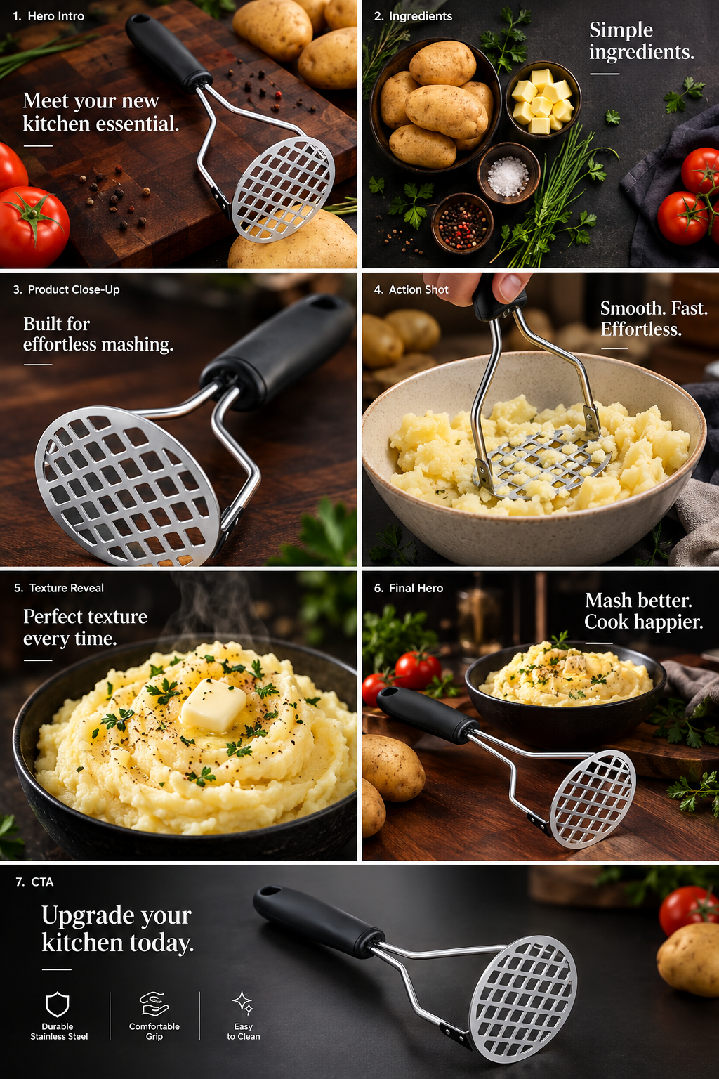 Stainless Steel Manual Potato Masher